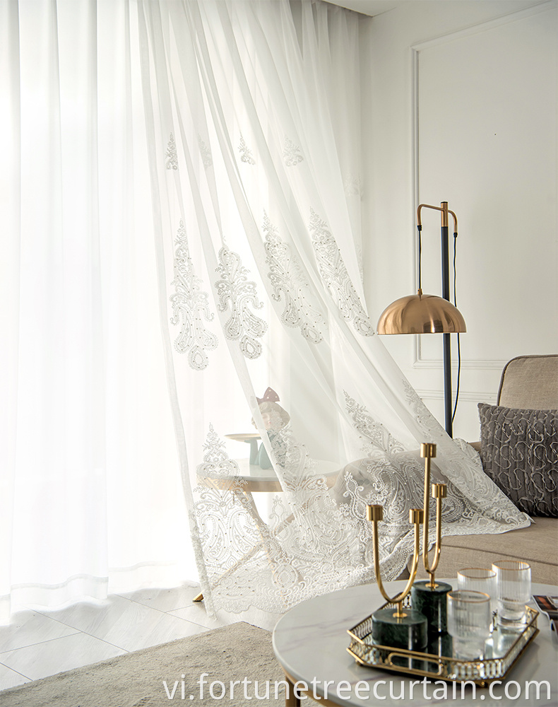 Embroidery Beaded Curtain Sheer